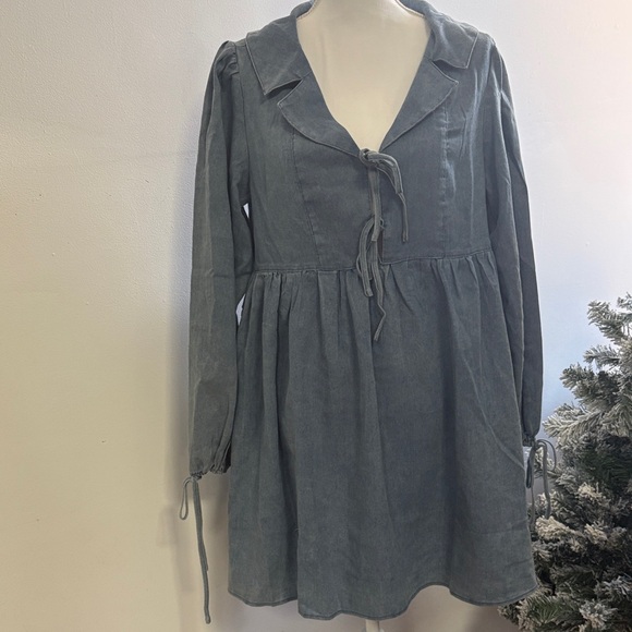 Chic Long Sleeve Blue Dress - Picture 1 of 6